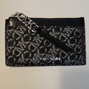Michael Kors Black and Silver Logo Card Holder